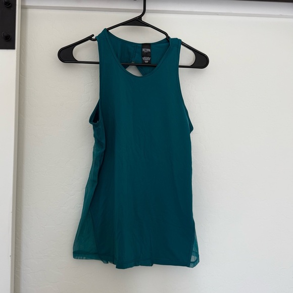Victorias Secret Sport Workout Tank Top Green Jade Cutout Mesh Gym Active Yoga - Picture 1 of 6